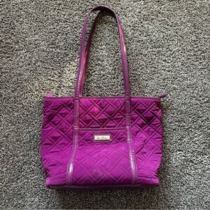 Vera Bradley XL Quilted Trimmed Purple Overnight Weekender Carryall Tote Bag